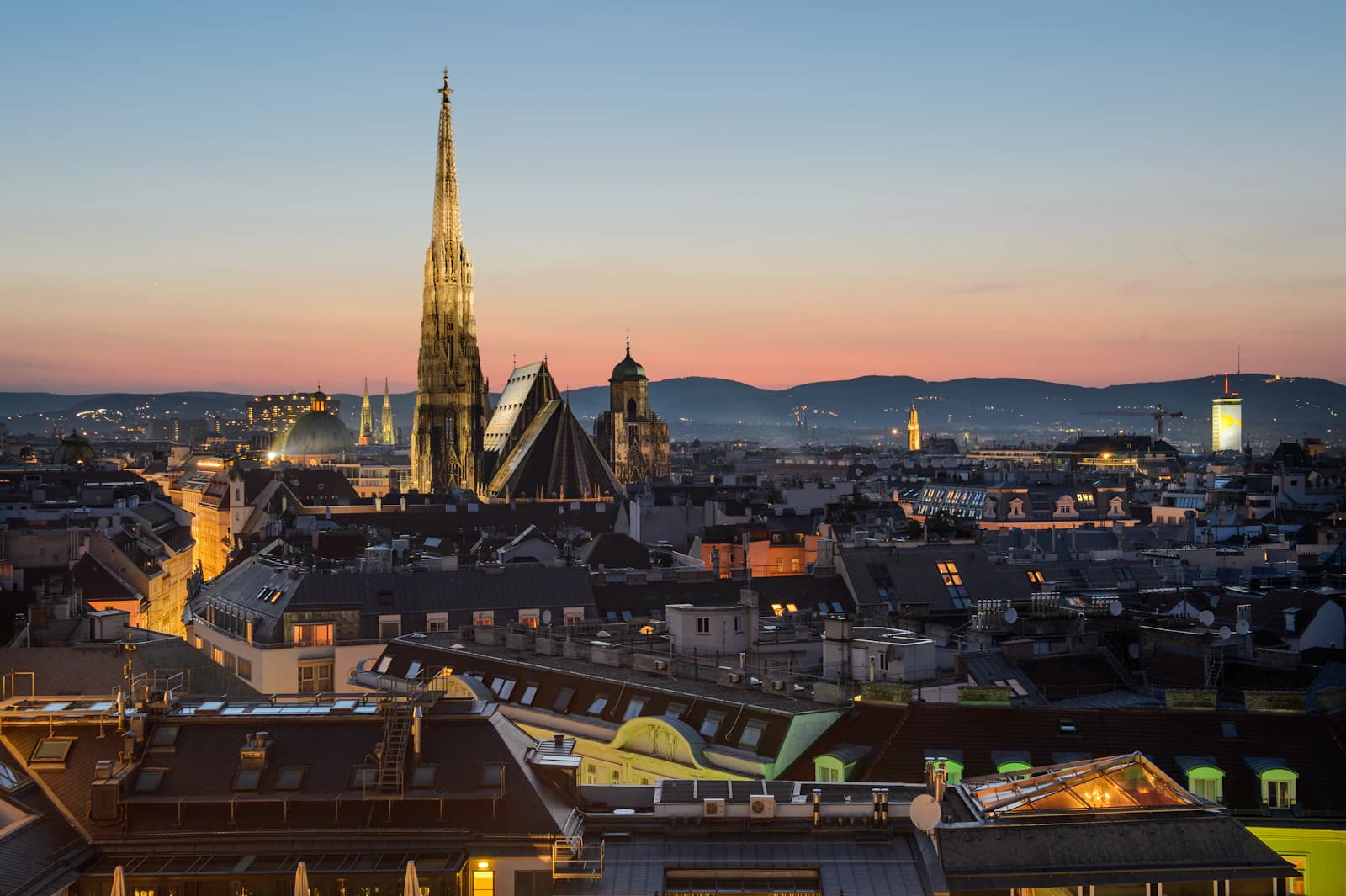 View over the rooftops of Vienna with St. Stephen’s Cathedral